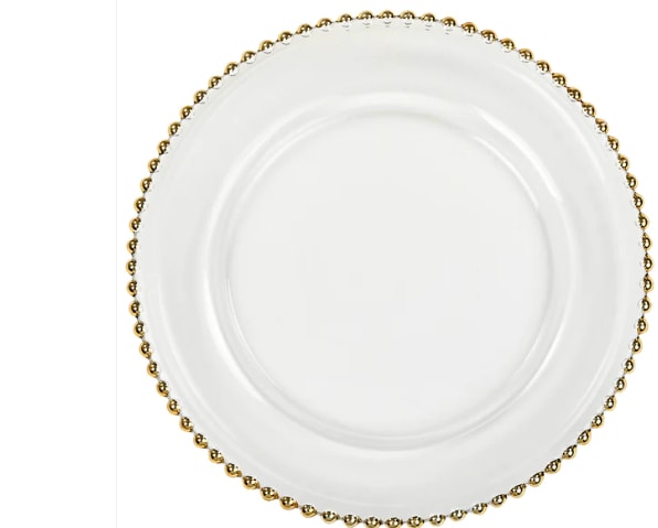 Glass Beaded Charger in Gold